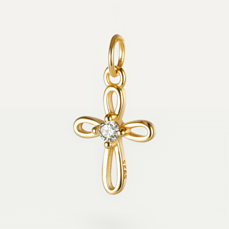 Collier croix zirconium argenté, pendentif lumineux pour femme