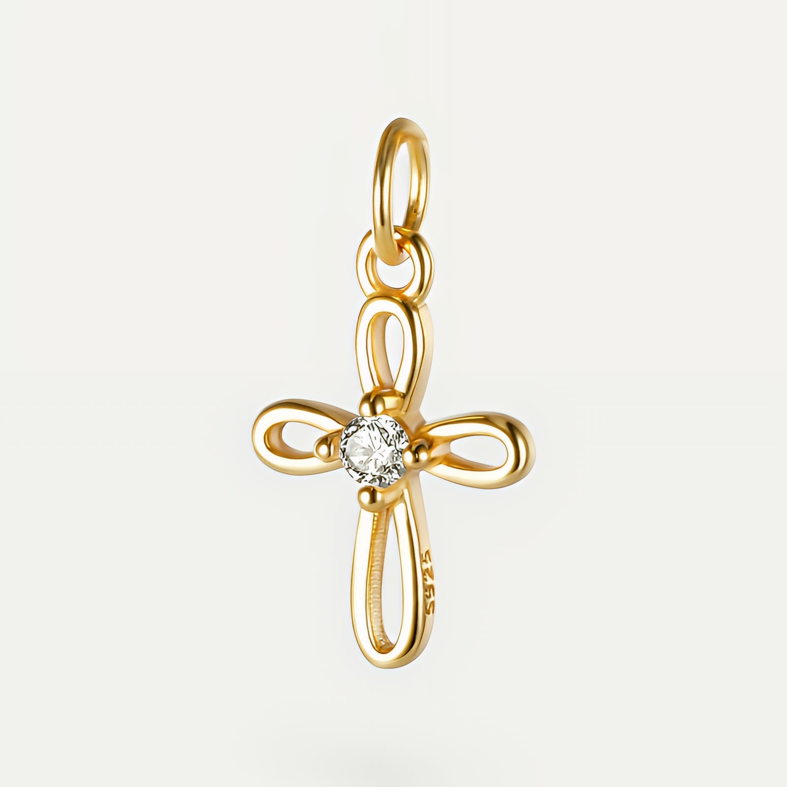 Collier croix zirconium argenté, pendentif lumineux pour femme - Doré