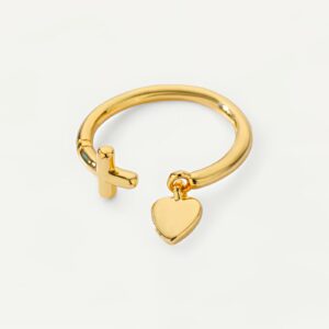 Bague croix cœur entrelacés, alliance acier inoxydable argenté ajustable